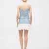 Denim ruffle mini skirt