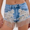 Denim shorts with fringes Denim shorts with fringes