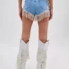Denim shorts with fringes Denim shorts with fringes