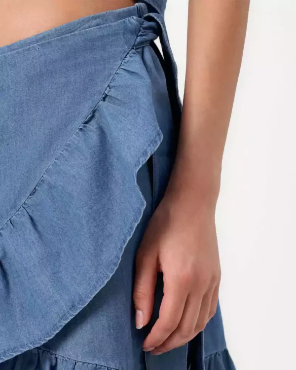 Denim skirt tiered