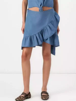 Denim skirt tiered