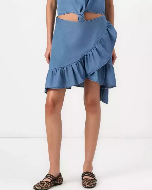 Denim skirt tiered