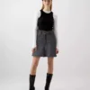 Denim skirt with frayed hem