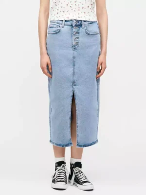 Denim skirt with front buttons
