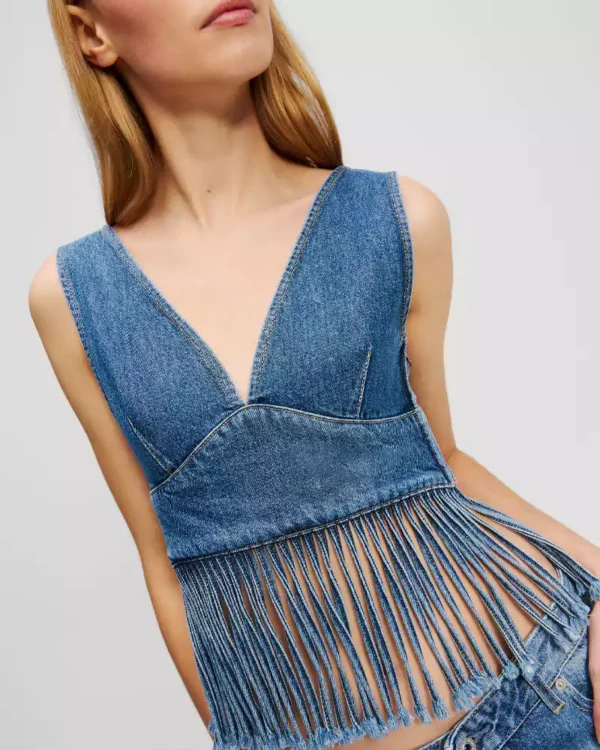 Open back denim top