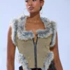 Denim sleeveless vest for women