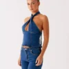 Denim top vest