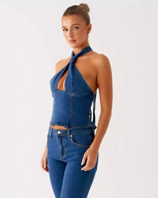 Denim top vest