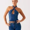 Denim top vest