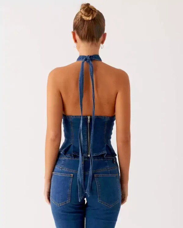 Denim top vest