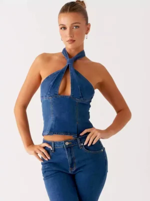 Denim top vest