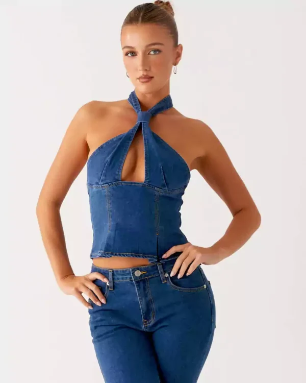 Denim top vest
