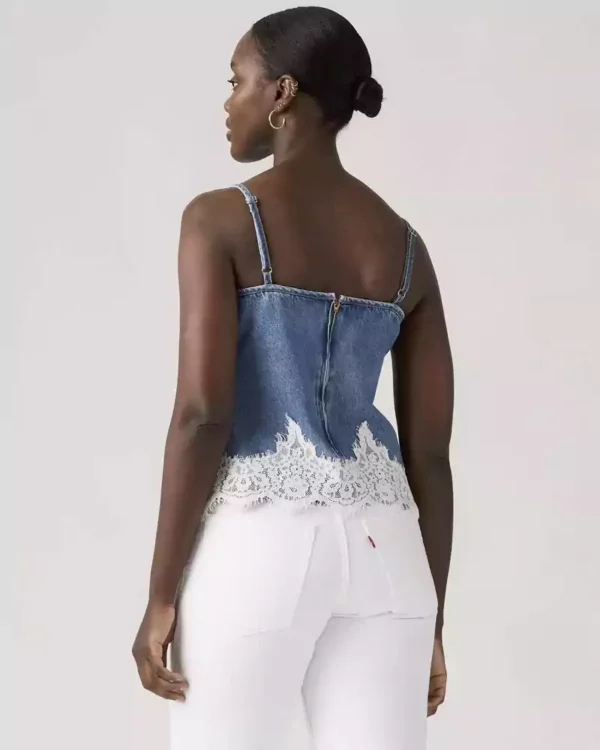 Denim top with lace