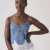 Denim top with lace
