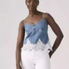 Denim top with lace