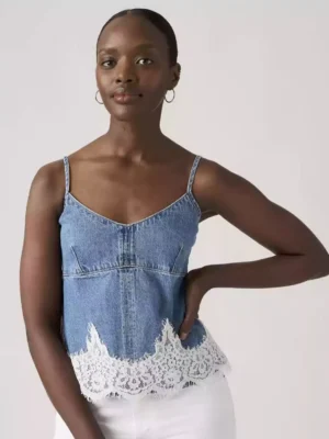 Denim top with lace
