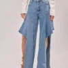 Denim wide leg jeans