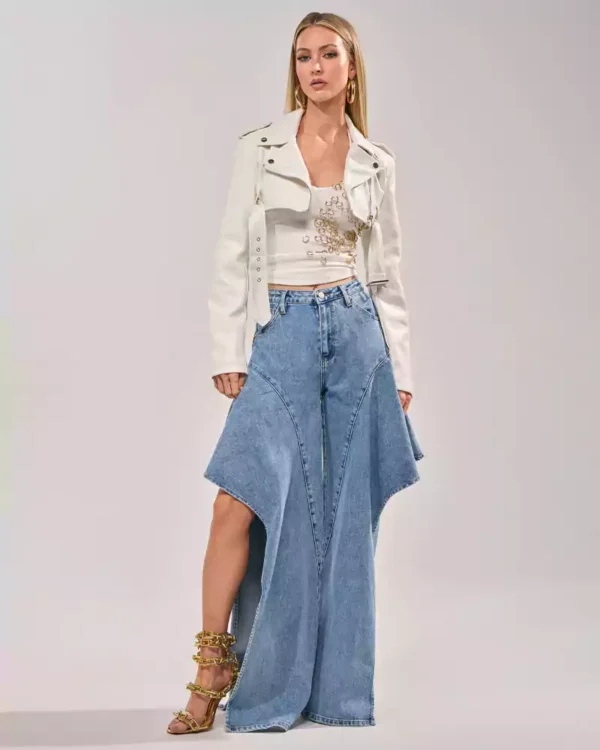 Denim wide leg jeans