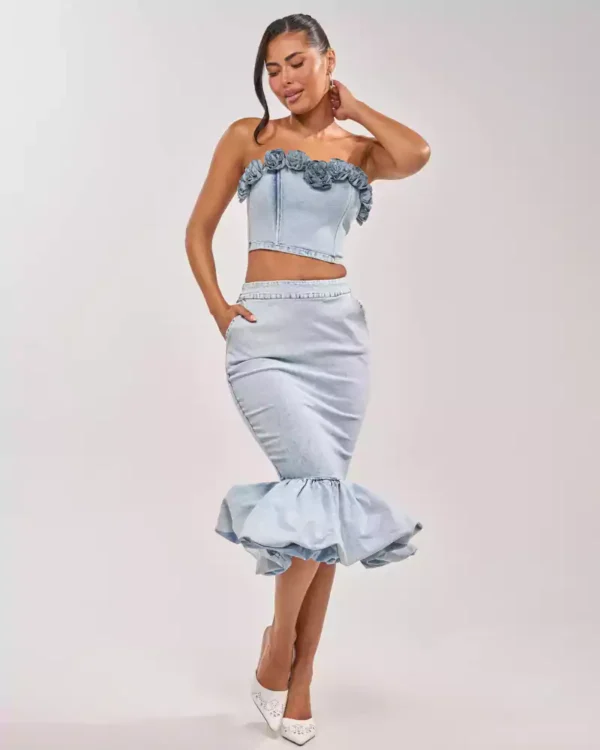 Denim with flowers Denim with flowers