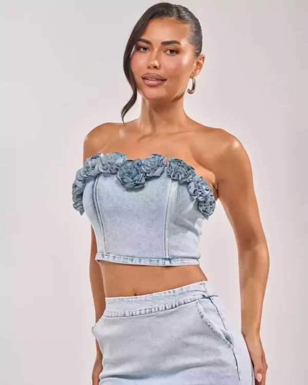 Denim with flowers Denim with flowers
