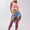Distressed denim shorts womens