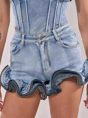 Embellished denim shorts Embellished denim shorts