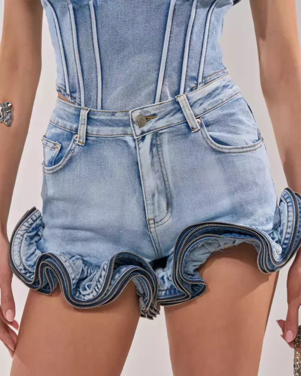 Embellished denim shorts Embellished denim shorts