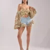 Floral denim shorts Floral denim shorts