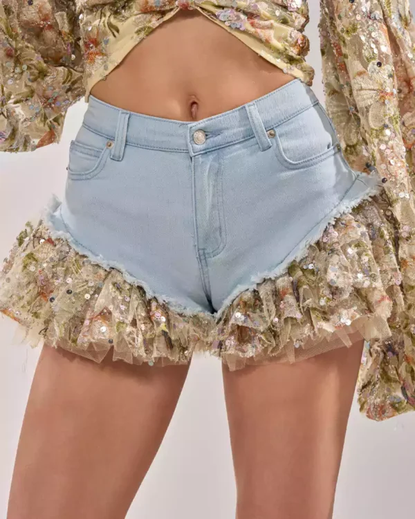 Floral denim shorts Floral denim shorts