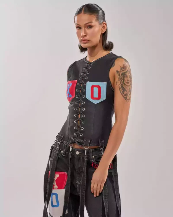 Front tie denim top Front tie denim top