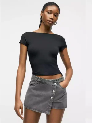 Grey denim skirts