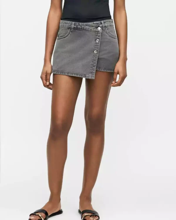 Grey denim skirts