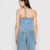 Lace up denim top