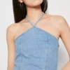Lace up denim top