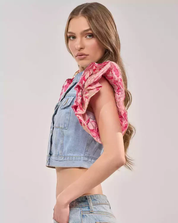 Light blue denim vest