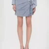 Light denim mini skirt