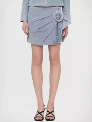 Light denim mini skirt