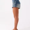 Low rise dark denim shorts