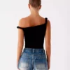 Low rise dark denim shorts