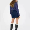 Mid rise denim mini skirt