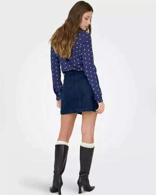 Mid rise denim mini skirt