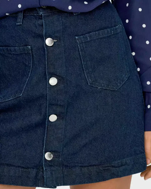 Mid rise denim mini skirt