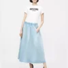 Midi a line denim skirt