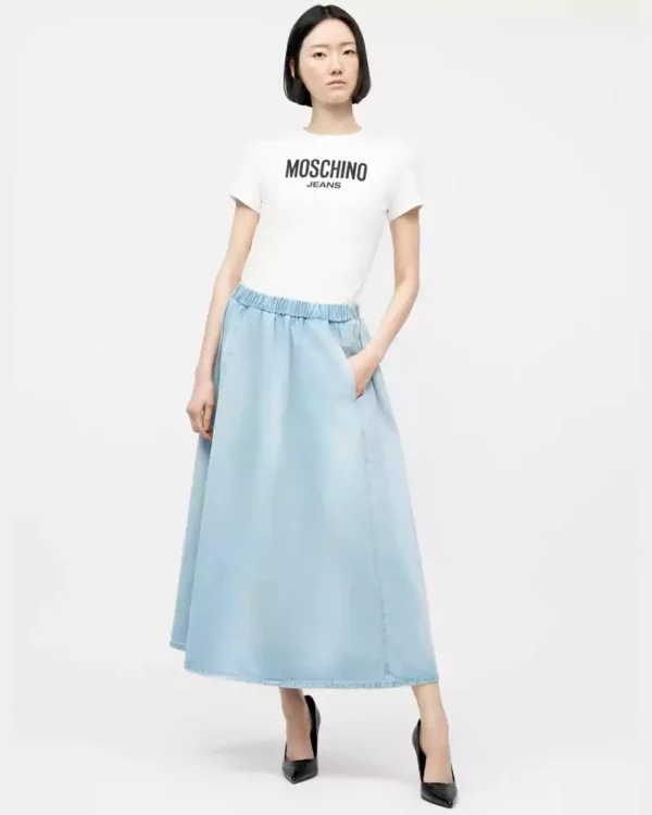 Midi a line denim skirt
