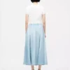 Midi a line denim skirt