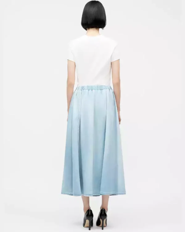 Midi a line denim skirt