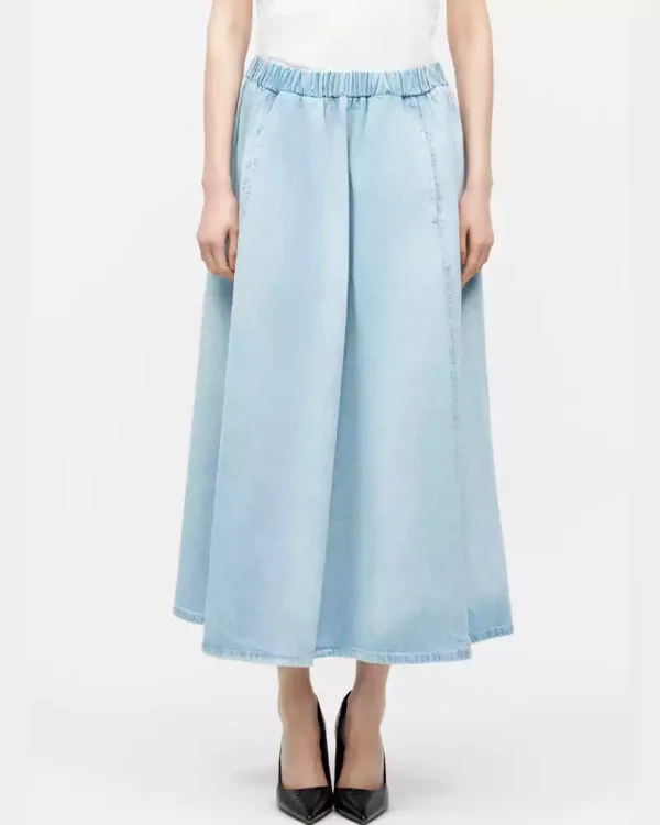 Midi a line denim skirt