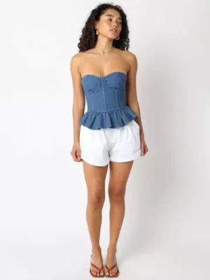 Off shoulder denim top