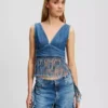 Open back denim top
