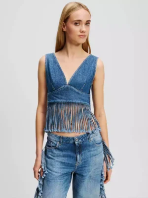 Open back denim top